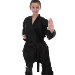 Tiger Claw Tae Kwon Do Lightweight V-neck Uniform Gi Child Youth Adult TKD - Black