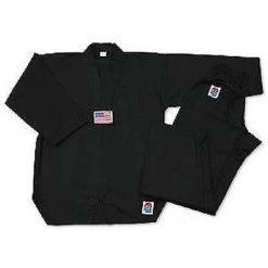 ProForce Gladiator 7 Oz. Tae Kwon Do Uniform TKD Gi V-Neck Medium Weight Black Apparel