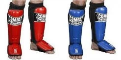Protective Combat Sports MMA Shin Guards Sparring Instep Kickboxing Muay Thai Red Blue L XL